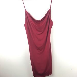 Red body-co cowl neck satin dress